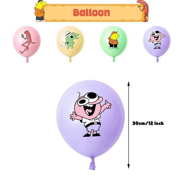 Smiling Friends Tema Födelsedagsfest Tillbehör Banner Ballonger Tårta Cupcake Toppers Set Dekoration
