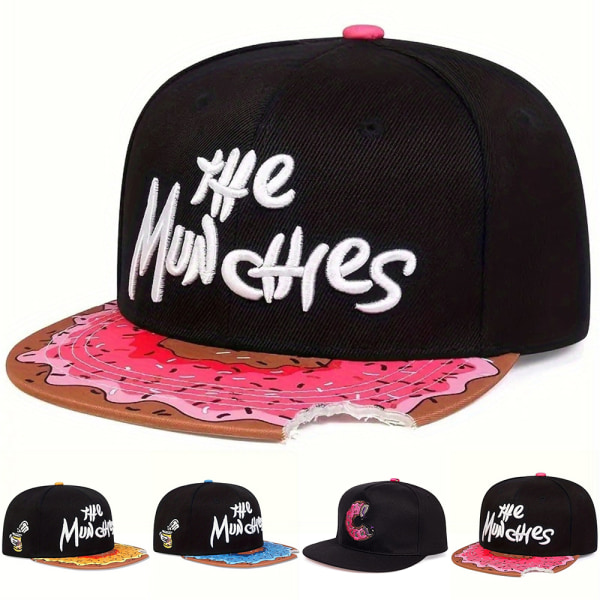 Munchies Donnut Print Snapback Hat för Män Kvinnor Baseball Cap Rapper Hip Hop C