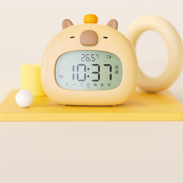Capybara ABS Väckarklocka USB Laddningsbar Timer LED Temperaturvisning Sängbord Söta Väckarklocka för Barn qd
