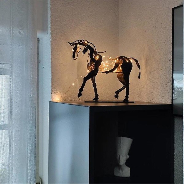 Häst Skulptur Metall Led Djur Skulptur Hem Restaurang Dekoration Inflyttningsfest Present qd best Luminous