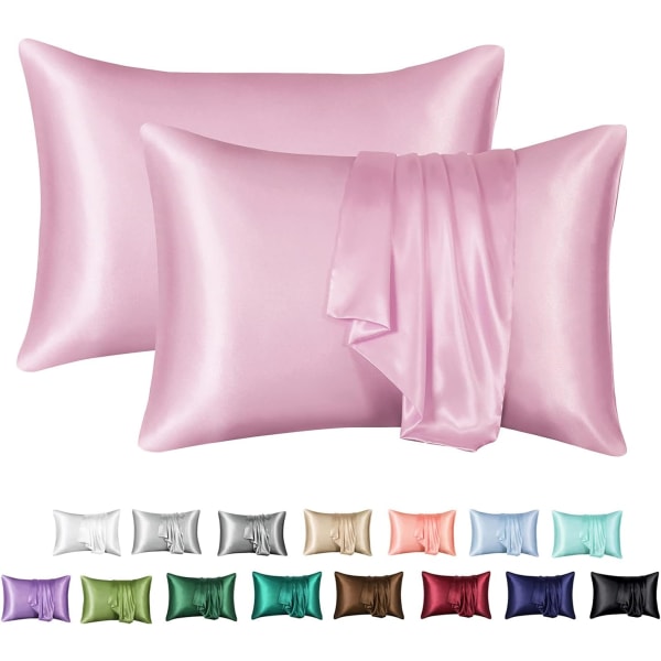 Silk Satin Örngott 2-pack (utan fyllmedel) qd bäst Pink 50X66cm