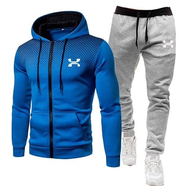 2023 Fashion Tracksuit För Män Hoodie Fitness Gym Kläder Män Löpning Set Sportkläder Jogger Mäns Tracksuit Vinter Kostym Sport blue gray an w qd blue gray an w M