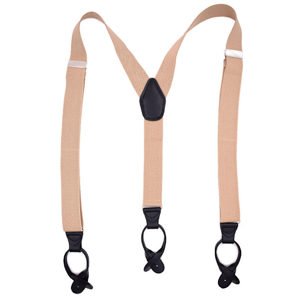Unisex elastiska hängslen för män Justerbar byxhängslensknapp qd bäst Khaki