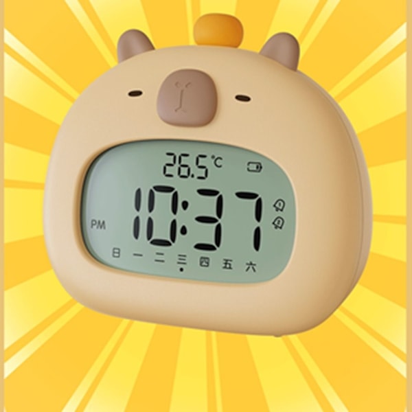 Capybara ABS Väckarklocka USB Laddningsbar Timer LED Temperaturvisning Sängbord Söta Väckarklocka för Barn qd