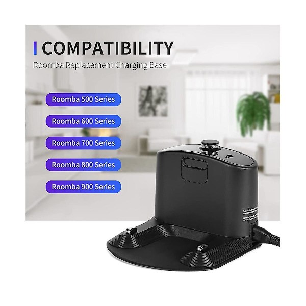Laddningsstation för IRobot Roomba E5 E6 I1 I3 I4 I6 I7 I8 500 600 700 800 900 Series Laddningsbas EU-kontakt Black