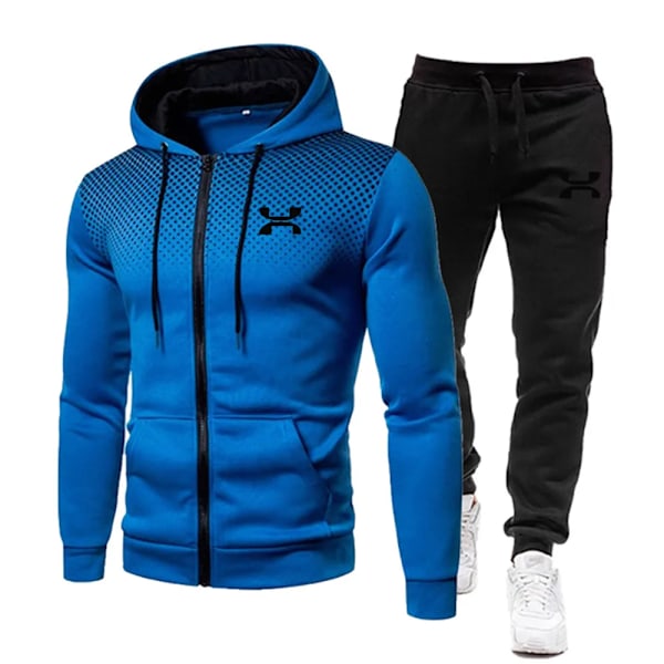 2023 Fashion Träningsoverall För Män Hoodie Fitness Gymkläder Män Löpset Sportkläder Jogger Herr Träningsoverall Vinterdräkt Sport blue an B qd blue an B XXXL