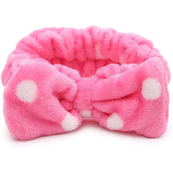 Flickas Elastiskt Hårband med Rosett Mjukt Korallfleece Huvudband qd