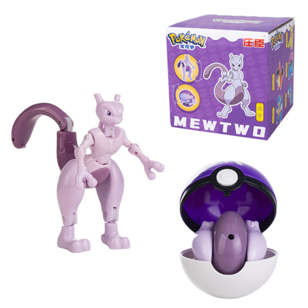 Mewtwo Toy Set Pikachu Charmander Lunala Scroll Action Figure Barnleksaker qd best Mewtwo+Pokeball