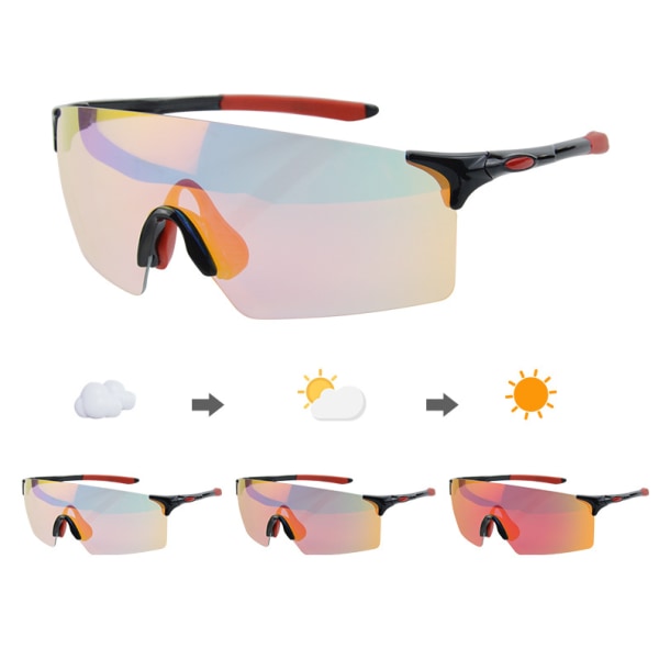 Sportglasögon för löpning och cykling - färgskiftande glasögon qd bäst Red frame red