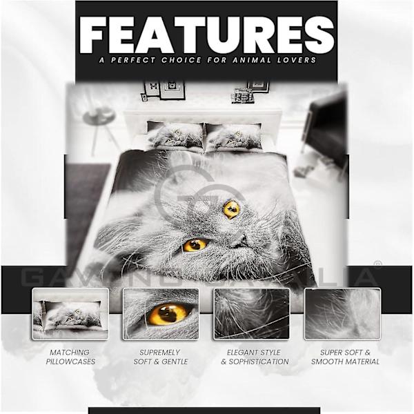 Cover, 3d-sängkläder påslakan, cover med örngott, Bull Dog, 3d Cat Double