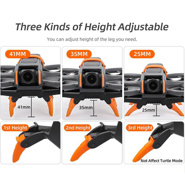 Landningsställ Förhöjda Spider Gears Extensions Support Benskydd Tillbehör för DJI Avata 2 Orange
