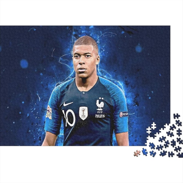 Mbappe pussel för vuxna 1000/500/300 bitar fotbollsstjärnor pussel 1000/500/300 bitar pussel för vuxna för familjetid Brain Challe 1000pcs