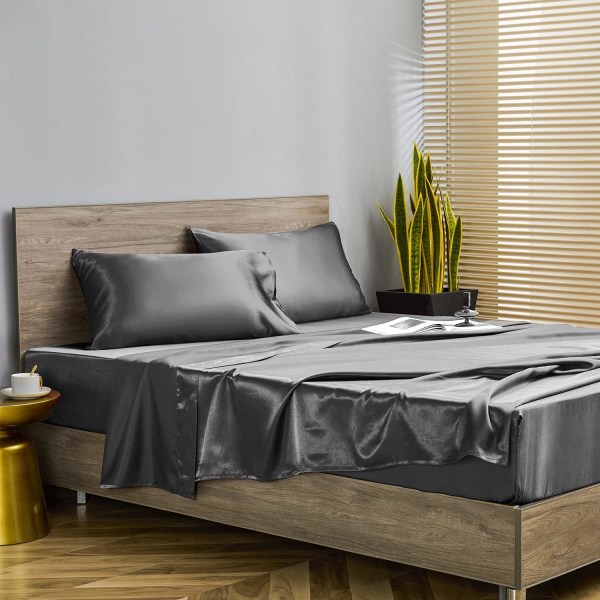 Silk Satin Örngott 2-pack (utan fyllmedel) qd bäst Dark Grey 50X66cm