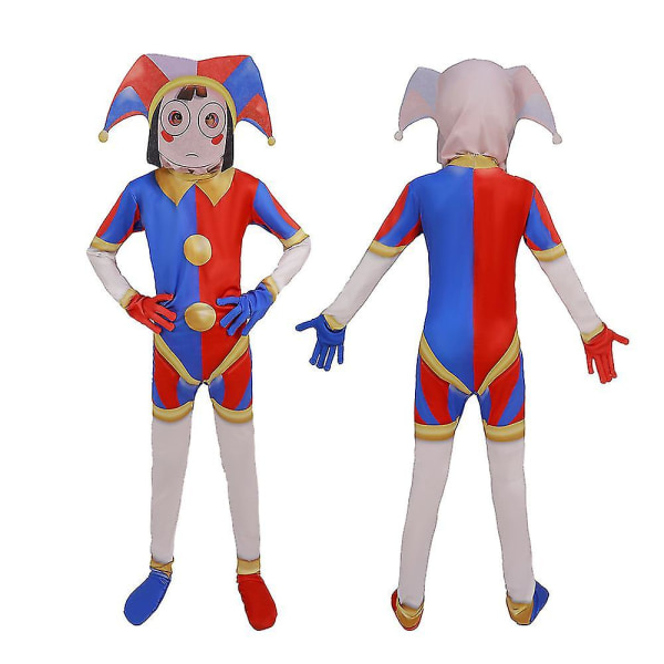 Barn Pomni kostym Jumpsuit Cosplay Födelsedag Carnival Halloween Party Q1 150
