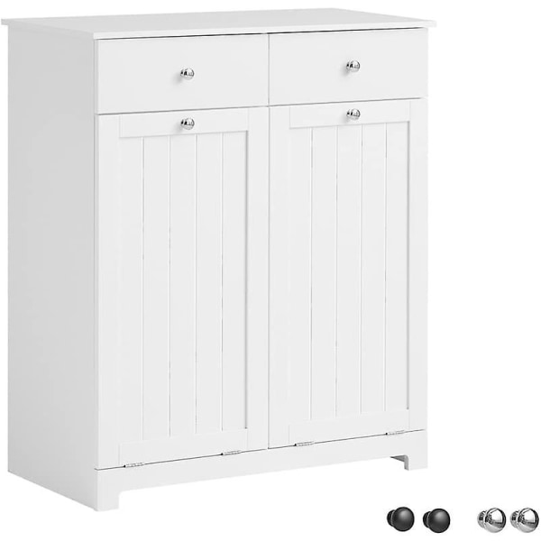 SoBuy BZR33-W, 2 lådor 2 dörrar tvättskåp med 2 avtagbara tvättkorgar White