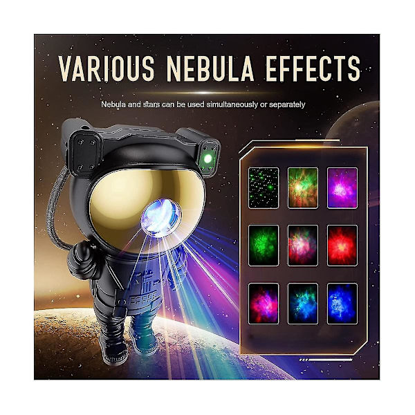 Star Projector Galaxy Night Light - Astronaut Space Projector, Starry Ceiling Lamp With Timer Remot qd best Black