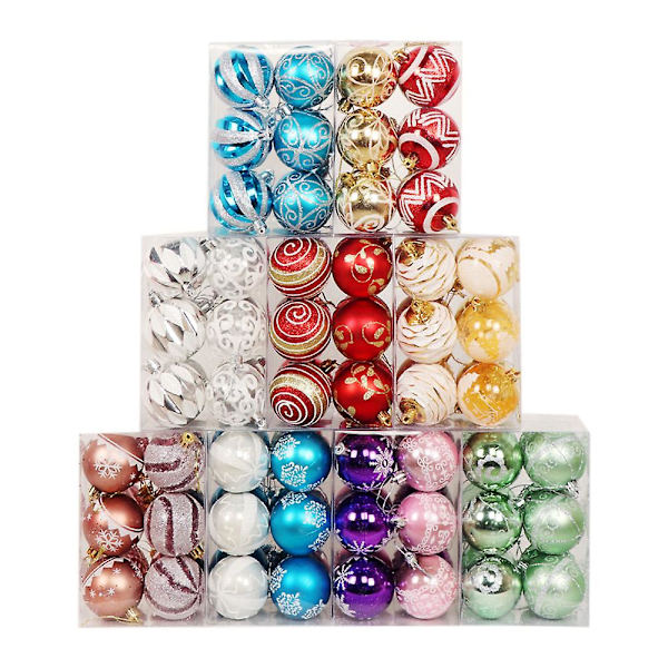 Julhängande boll Målad boll 6cm 12st för julprydnader Julgransdekoration Deco Hemfest Daglig användning Present Festival Holiday Hou qd bäst