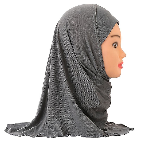 Headwrap Islamiska arabiska Scarfs Sjalar Passar 2-7 år gammal muslimsk hijab Scarf Flickor Barn Turban Kepsar Blomma Headscarf qd Gray