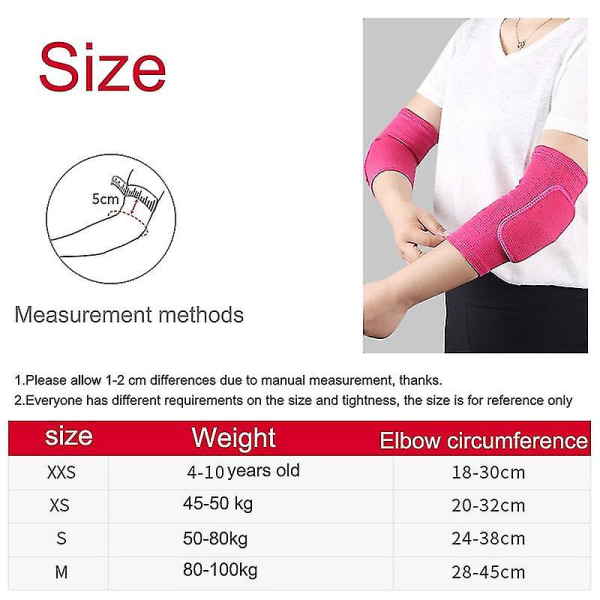 Elastiska armbågsskydd Förtjockad svamp Armbåge Knäskydd Guard Basketboll Volleyboll Sport Arm ärmskydd Vuxna Barn 2pcs rose red XS