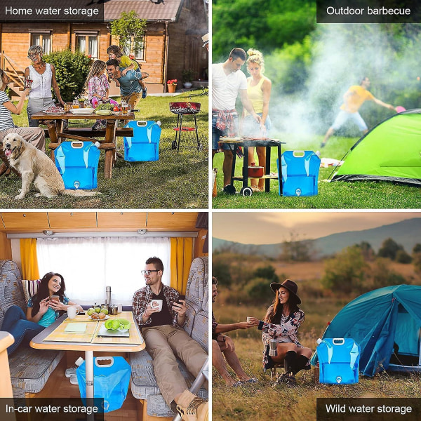 3-pack hopfällbar vattenflaska med kran 2 x 10 l + 1 x 5 l bärbar vattenflaska Bpa gratis hopfällbar vattenbehållare för camping, grill, picknick, utomhus
