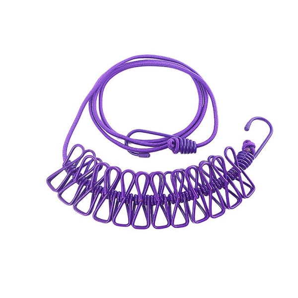 4m Utomhuscamping Halkfri Stretch klädstreck med 12 clips Rese Stretchy Clo qd best Purple 170cm
