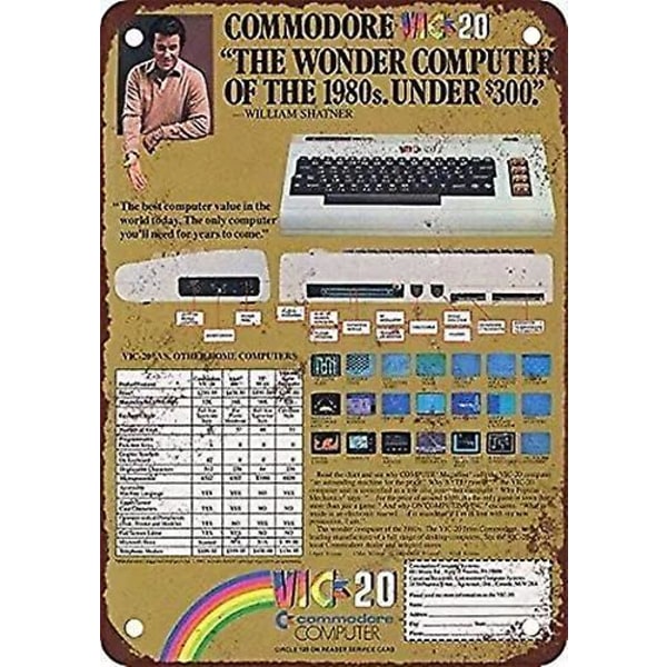 Dekorasi Dinding Retro Dekorasi Rumah Antik Retro Commodore 64 Logam Paten Tanda Timah Logam Dekorasi Dinding Mode 1 Merah 20x30cm