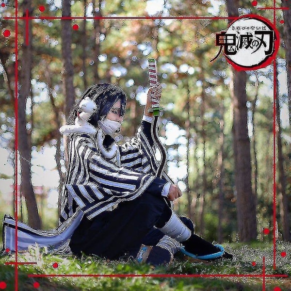 Anime Demon Slayer Iguro Obanai Kimetsu No Yaiba Tanjirou White Snake Peruk Vuxen Barn Kimono Halloween Party Cosplay Kostymer Suit and wig child size 130cm Ghost Slayer