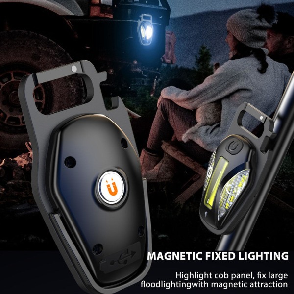 Led Nyckelring Light USB Uppladdningsbar 5 Ljuslägen Mini Magnetic Work Lamp qd best