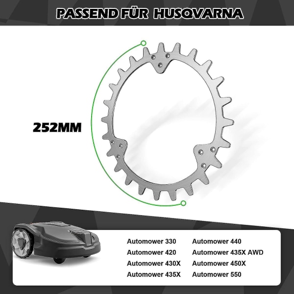 Aluminiumspikar Traction Enhancement Passar Husqvarna Automower 420/320 / 430x /435x /440/450x med avgradning och grässpik 255 mm för off-wheel A