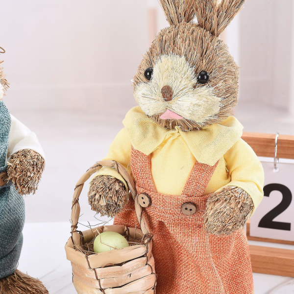 Ny påskhareprydnad,kaninstatyer för påskbordsprydnad,2st stående kaninfigur Multicolor