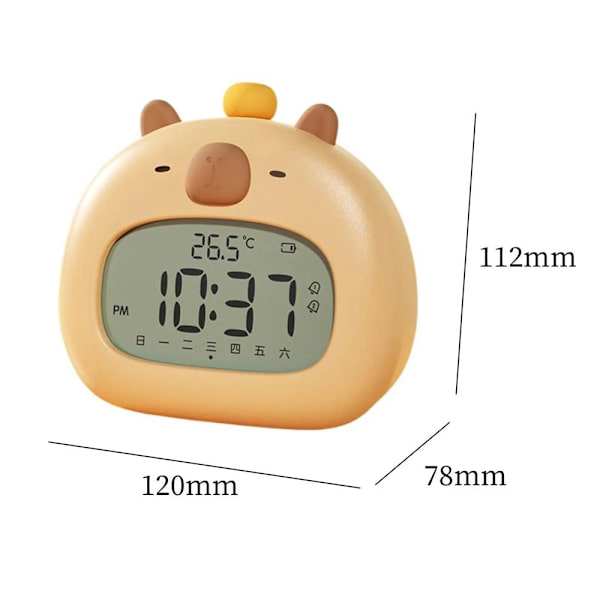 Capybara ABS Väckarklocka USB Laddningsbar Timer LED Temperaturvisning Sängbord Söta Väckarklocka för Barn qd