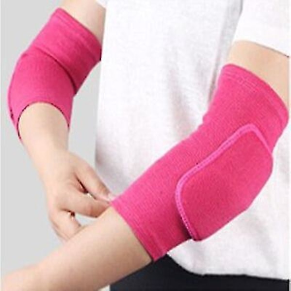 Elastiska armbågsskydd Förtjockad svamp Armbåge Knäskydd Guard Basketboll Volleyboll Sport Arm ärmskydd Vuxna Barn 2pcs rose red XS