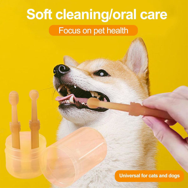 Hundtandborste, Silikontandborste för husdjur Katt tandborstningskit, 360 Doggie Kitten Tandborste Tungrengöringsborste för små husdjur Iller holländska grisar