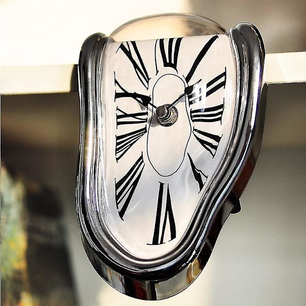 Smält Klocka, Dali Klocka, Surrealistisk Dekoration, Smält Modern Väggklocka, Förvrängd Väggklocka, Heminredning, Kontor, Present (silver) qd
