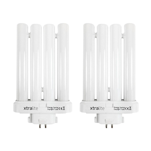 Xtralite 27w dagsljusbyte för läslampor med hög vision, 4-stifts GX10Q-4 Quad Tube (6500k) White Pack Of 2