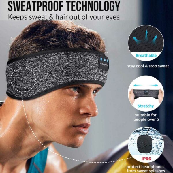 Sovhörlurar - Pannband & Ögonmask med Bluetooth Hörlurar grå qd bäst gray