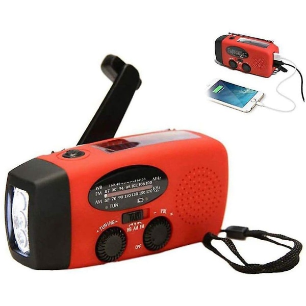 Solar Radio Vev Radio Multifunktion Bärbar Utomhus För nödsituationer Med Handvev Led Ficklampa Power Bank Fm/am Emergency Radio För Vandringsläger