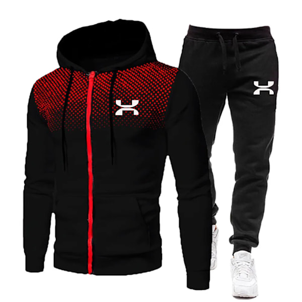 2023 Fashion Träningsoverall För Män Hoodie Fitness Gym Kläder Män Löpning Set Sportkläder Jogger Mäns Träningsoverall Vinterdräkt Sport black an R qd black an R XL