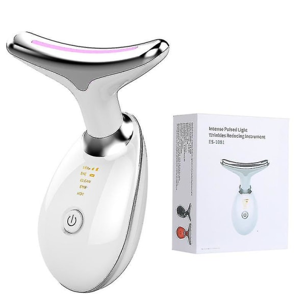 Nacke Ansiktslyftanordning Ems Mikroström Led Fotonterapi Vibration Ansiktsmassager Anti Rynkor Åtstramande Hudvårdsverktyg Gratis frakt qd best White With Box