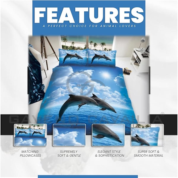 Cover, 3d-sängkläder påslakan, cover med örngott, Bull Dog, 3d Dolphin Double