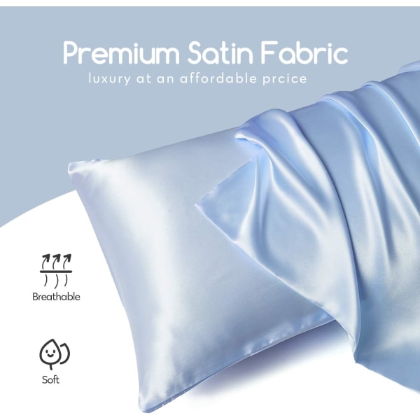 Silk Satin Örngott 2-pack (utan fyllmedel) qd bäst Light Blue 51X91cm