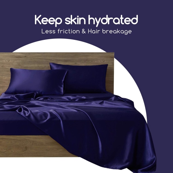 Silk Satin Örngott 2-pack (utan fyllmedel) qd bäst Navy Blue 51X91cm