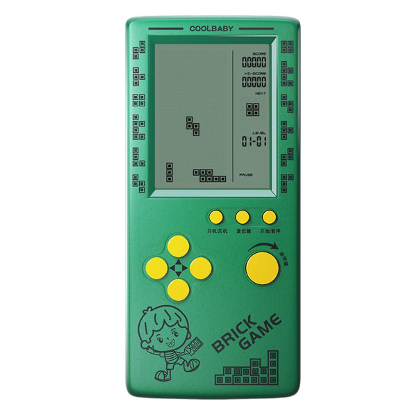 Rs-100 Tetris spelkonsol Klassiskt blockspel Pusselspel Player Handheld Game Machine Brick Games Beyamis Hk qd best Green