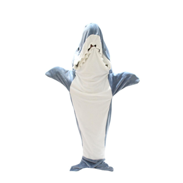 Shark Blanket Vuxen - Shark Onesie Blanket Shark Blanket Hoodie - Bärbar Shark Blanket Super Soft Mysig flanellhuvtröja Grey blue M
