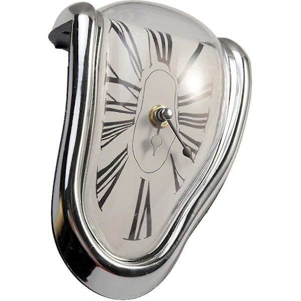 Smält Klocka, Dali Klocka, Surrealistisk Dekoration, Smält Modern Väggklocka, Förvrängd Väggklocka, Heminredning, Kontor, Present (silver) qd