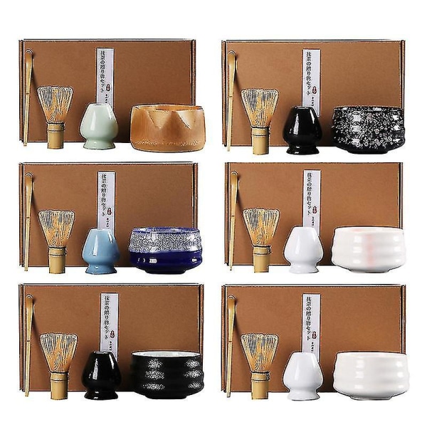 4st/ set Traditionell Matcha set Bambu Keramik Matcha skål med visp feng 6
