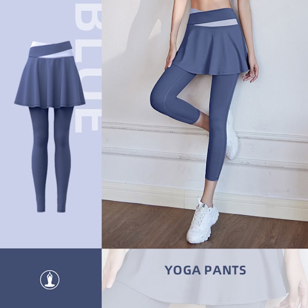 Yoga Byxa Med Kjol Dam Två Delar Fitness Sport Tighta Byxor Khaki qd Khaki L