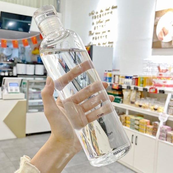 500 ml vattenflaska Läcksäker tidsskalatryck Print hög borosilikat teservsflaska för kontor Grey B