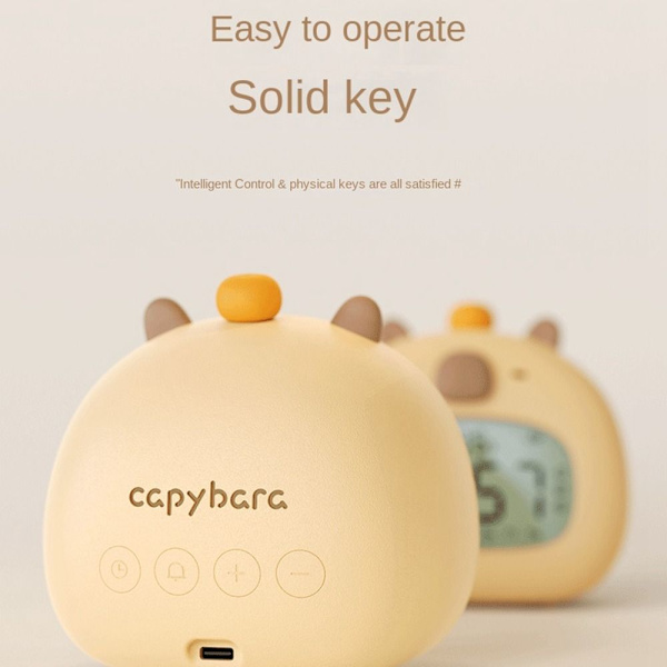 Capybara ABS Väckarklocka USB Laddningsbar Timer LED Temperaturvisning Sängbord Söta Väckarklocka för Barn qd