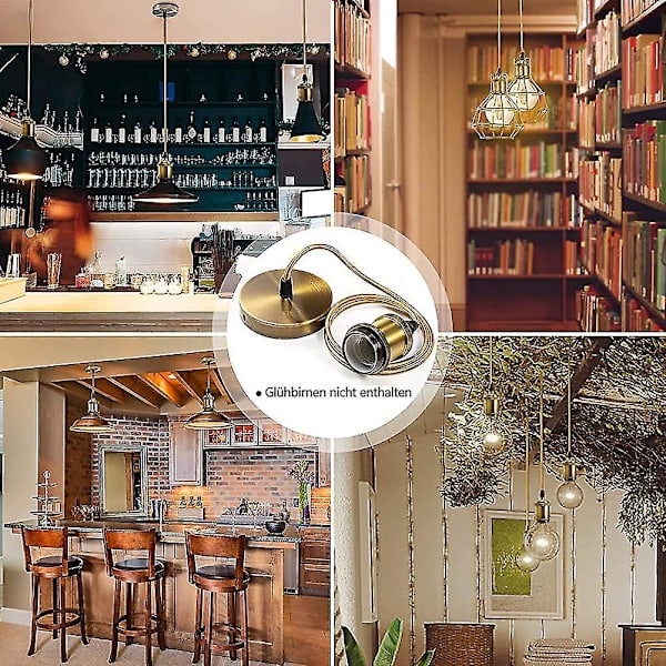 Lamphållare E27 Metalllampa Hänglampa Hållare Med Sladd 85cm Sladd Pendel Ljus Pendel Sladd Retro Pendel Lampa För Bar, Café, Hem, Hotell Och Bookst